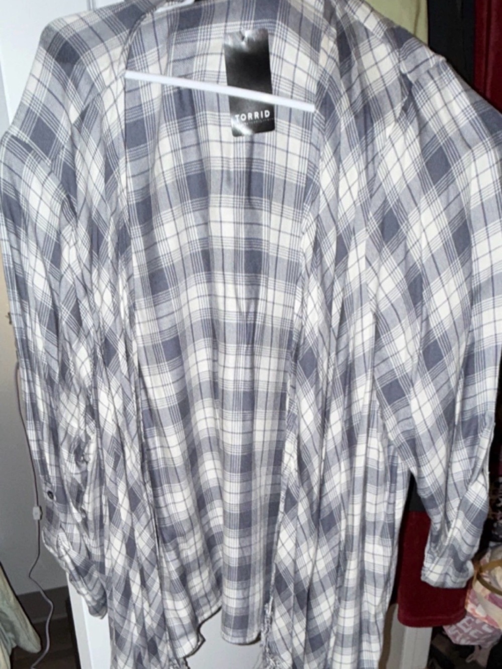 torrid Gray and White Plaid Button-Front Shirt